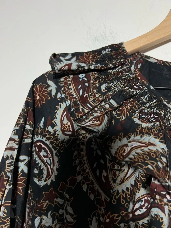 Cleobella Carolyn Ruffle Mini Dress Avolon Paisley Block Print Organic Cotton - Picture 6 of 15